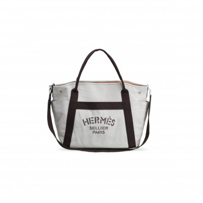 HERMÈS BEIGE SABLE FEU CANVAS THE GROOMING BAG (39*33*16cm)